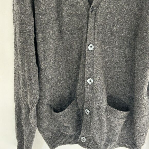 John Ashford Cardigan Sweater Size XL 100% Wool Grey Pockets Men's Grandpa - Picture 3 of 6